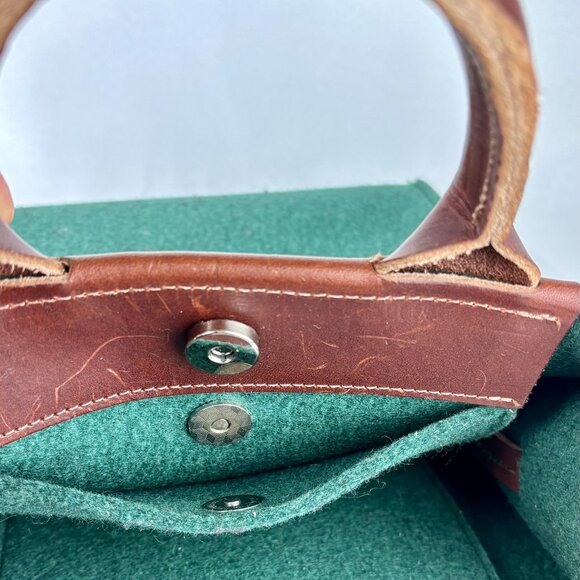 SALE! Lovi Petite Tote in Forest Green Wool Felt Leather Trim - Like New - Picture 8 of 13